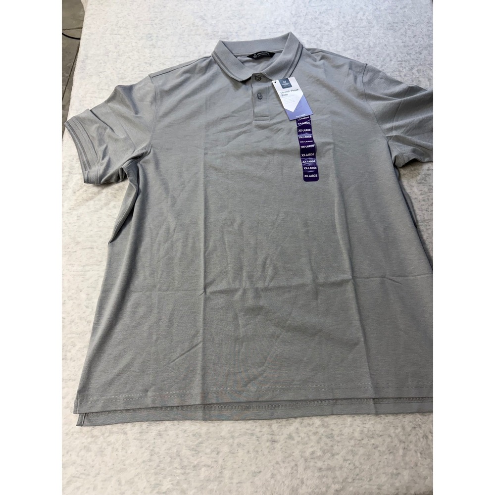 Members Mark Mens Stretch Pique Polo Shirt‎ Gray XXL Classic Fit NWT